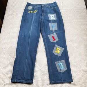 Vintage Evisu Mens Jeans Size 38 Denim Wide Leg Japanese Selvedge 90's Y2K Grail